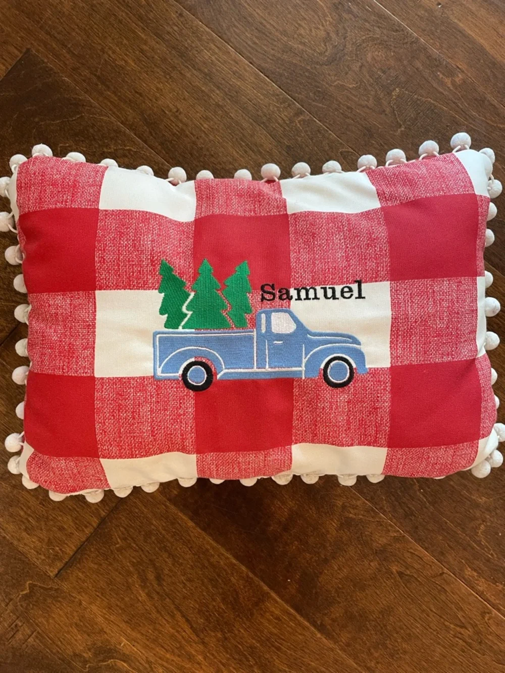 Custom made ‘Samuel’ monogrammed Christmas pillow